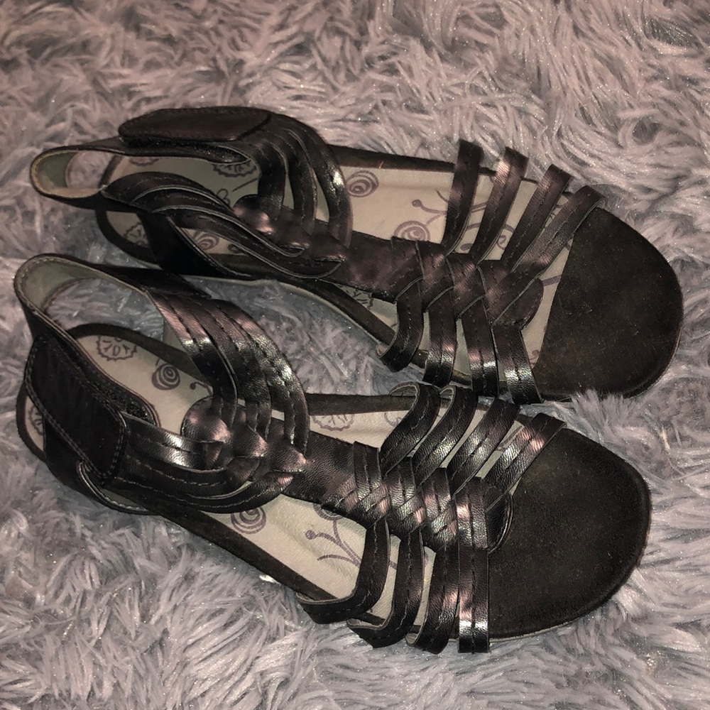 Women's Strappy Black Sandals - well worn!!! Read description